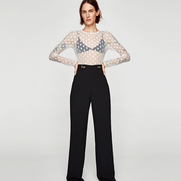 sheer polka dot long sleeve top